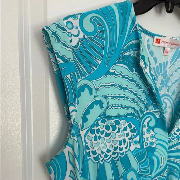 Jude Connally aqua blue and White Sleeveless Dress - Picture 6 of 7